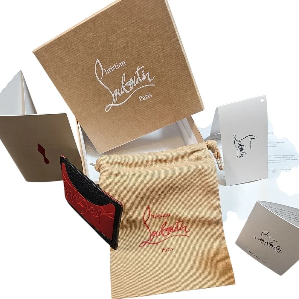 Christian Louboutin Red & Black Leather Card Holder